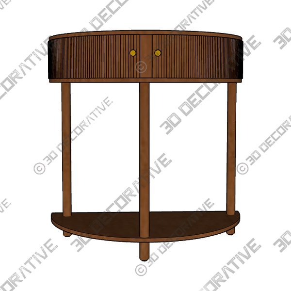 Fluted Half Moon Console Table - 3D Decorative