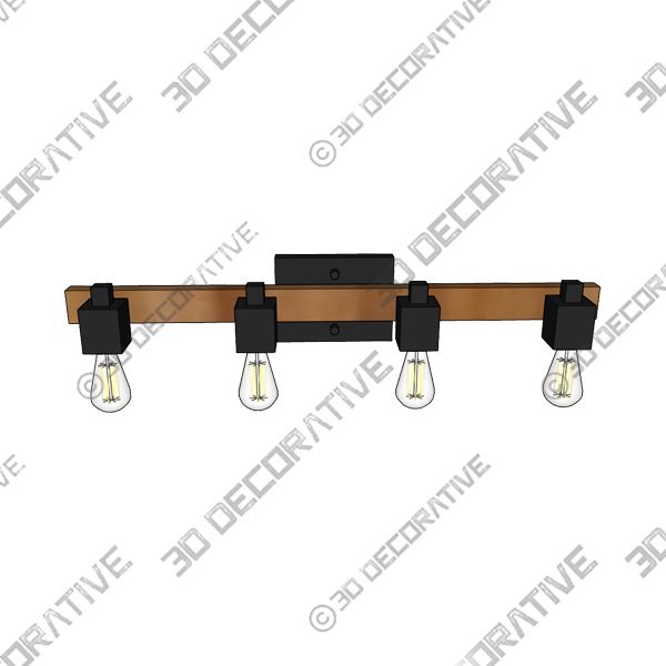 Globe Electric Phoenix 4-Light Vanity Light, Matte Black, Dark Faux Wood - 3D Decorative