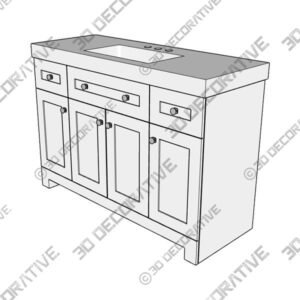 Everdean 48 in. W x 19 in. D x 34 in. H Single Sink Freestanding Bath Vanity in White with White Cultured Marble Top - 3D Decorative