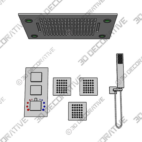 Shower-System-1-4-1.jpg High-End Thermostatic Shower System with LED Waterfall Rainfall Shower Head RB1123 - 3D Decorative
