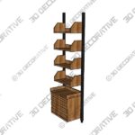 Mid-Century Modern Wall Unit in Teak and Steel - 3D Decorative