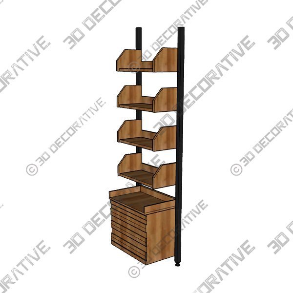 Mid-Century Modern Wall Unit in Teak and Steel - 3D Decorative