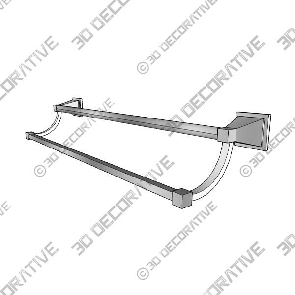 Boardwalk 24-Inch Double Towel Bar in Brushed Nickel - 3D Decorative