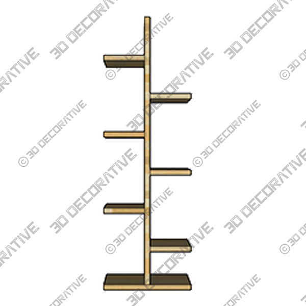 Brown Open Concept Bookcase - 3D Decorative