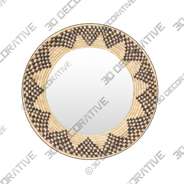 Dastkar DAS-002 Mirrors Tan | Black - 3D Decorative