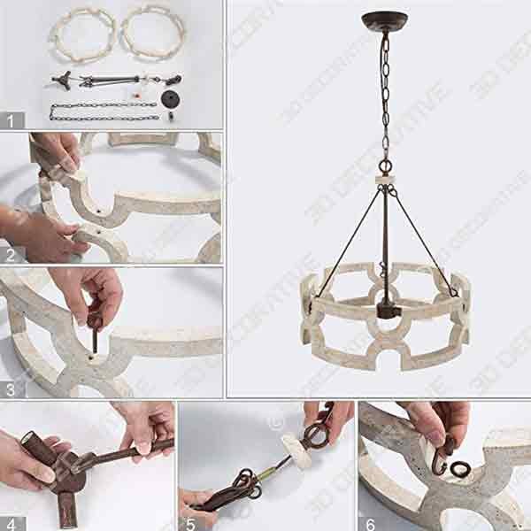 ISURAUL Rustic Drum Chandelier - 3D Decorative