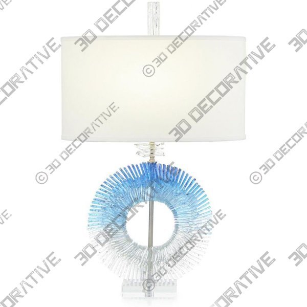 John Richard Clear-Cut Glass Column Table Lamp - 3D Decorative