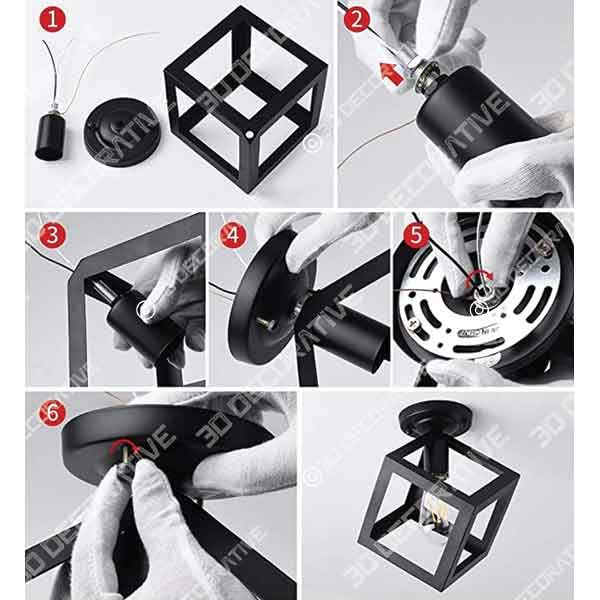 Modern Black Flush Mount Light  - 3D Decorative