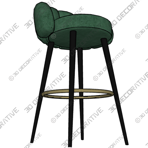 Modern Velvet Bar Chairs - 3D Decorative