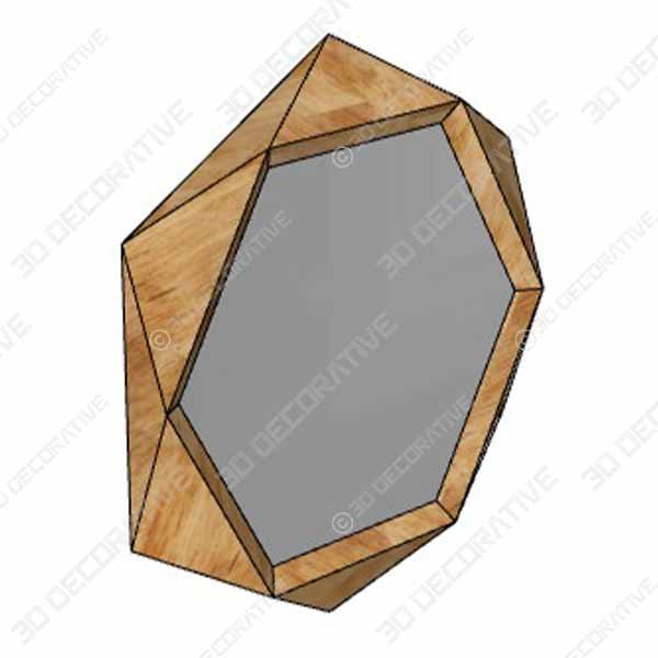 Rivet Modern Hexagon Wood Frame Hanging Wall Mirror, 30 Inch Height - 3D Decorative