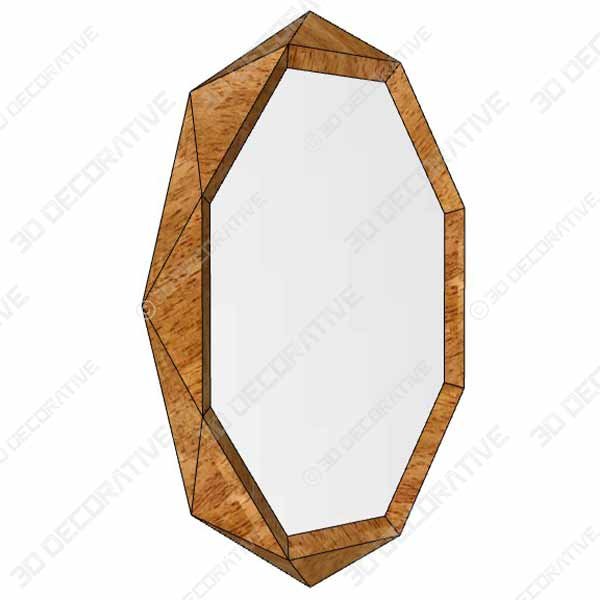 Rivet Modern Octagon Wood Frame Hanging Wall Mirror, 30.5 Inch Height - 3D Decorative