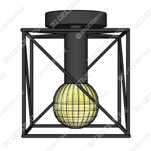 RUXUE Industrial Modern Semi Flush Mount Ceiling Light - 3D Decorative