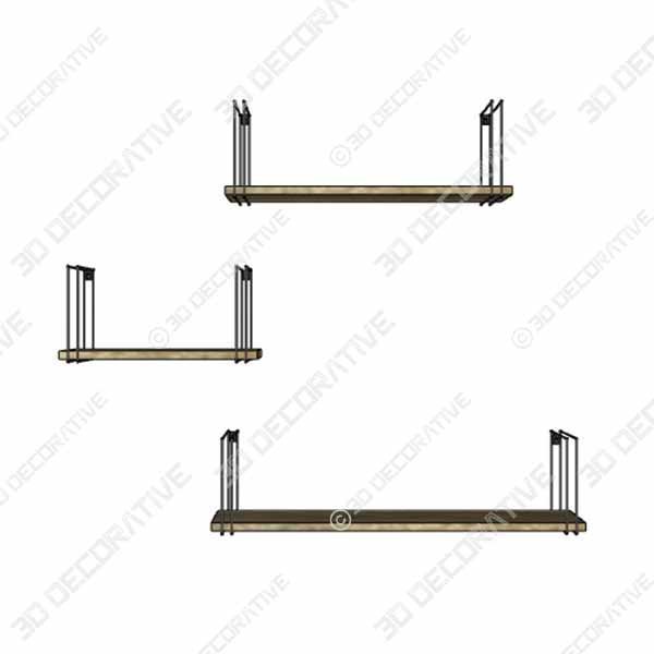 SRIWATANA Rustic Floating Shelves, Wood Wall Shelves Set of 3, Wall Mounted Storage Shelves - 3D Decorative