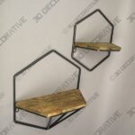 2 Piece Solid Wood Accent Shelf - 3D Decorative