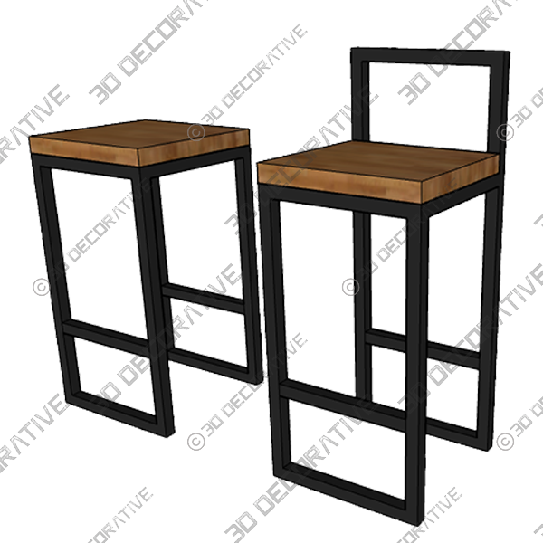 Black Metal Counter Stools - 3D Decorative