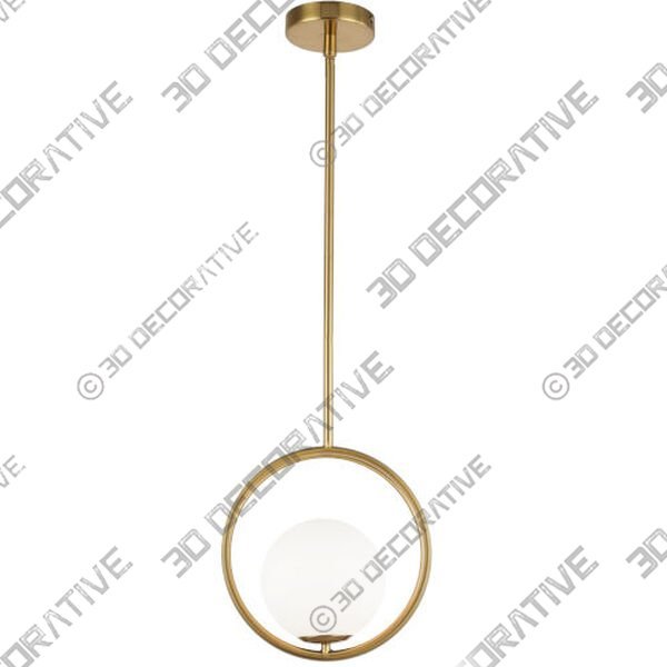 Adrienna Aged Brass with White One-Light Pendant - 3D Decorative