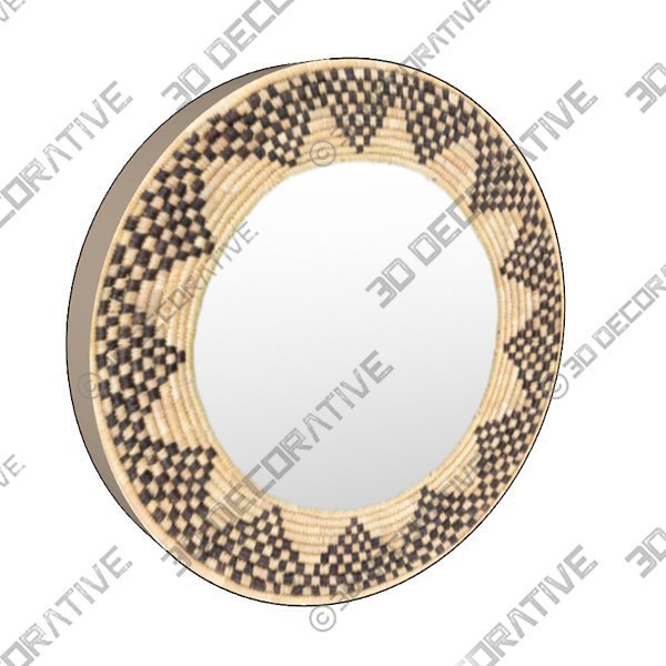 Dastkar DAS-002 Mirrors Tan | Black - 3D Decorative