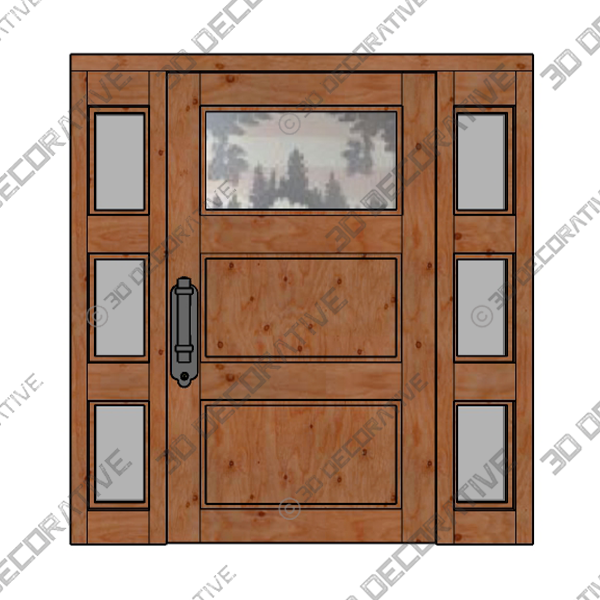 Fine Art Craftsman Entrance: Solid Wood Door With Custom Sidelights – CD6246 - 3D Decorative