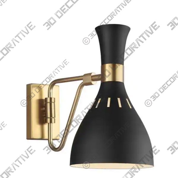 Matte Black and Burnished Brass Swivel SconceĀ - 3D Decorative