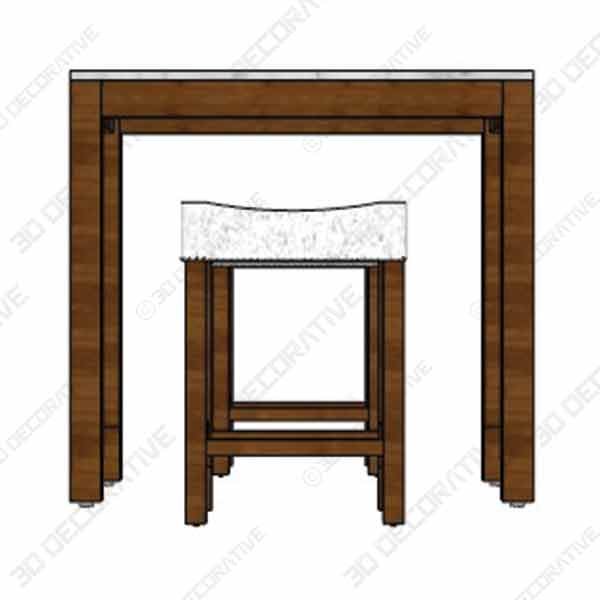 Nathan James 41202 Viktor Dining Set Kitchen Pub Table Marble Top Fabric Seat - 3D Decorative