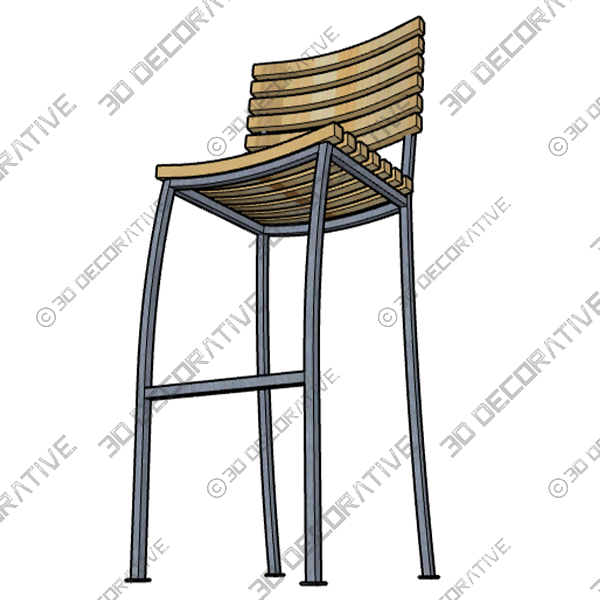 Outdoor Acacia Wood Dining Chairs - 3D Decorative