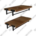 2 Piece Solid Wood Accent Shelf - 3D Decorative