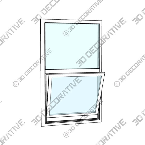 35.5-in x 59.5-in x 3.25-in Jamb Vinyl New Construction White Single Hung Window - 3D Decorative