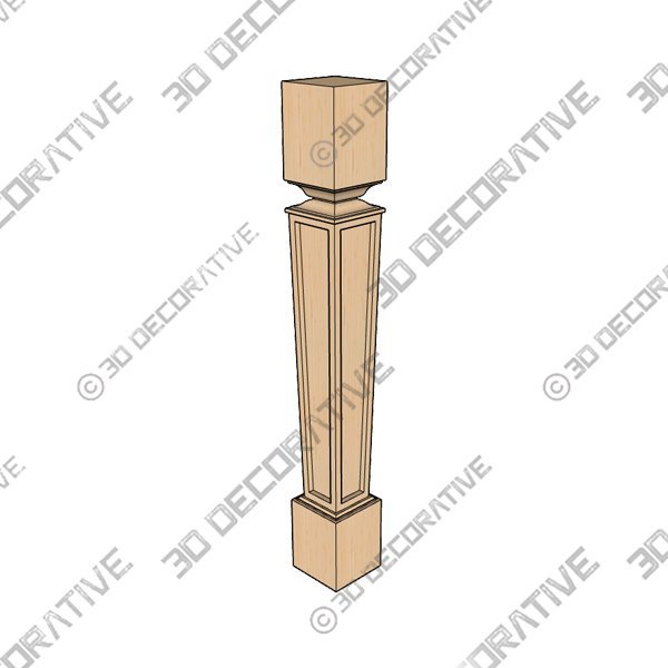 41" Nouveau Bar Post Leg, Alder - 3D Decorative