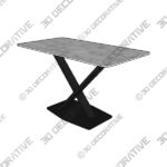 63" Modern Dining Table, White Sintered Stone Tabletop Dining Table - 3D Decorative