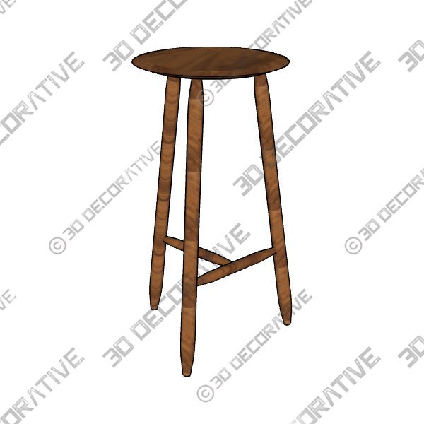 Beachcomber Bar Stool in Walnut - 3D Decorative