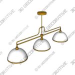 Beckett 3-Light Matte White Linear Chandelier with Matte Brass Accents - 3D Decorative