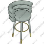 Betty Grey Velvet Barstool -  3 Models Service - 3D Decorative
