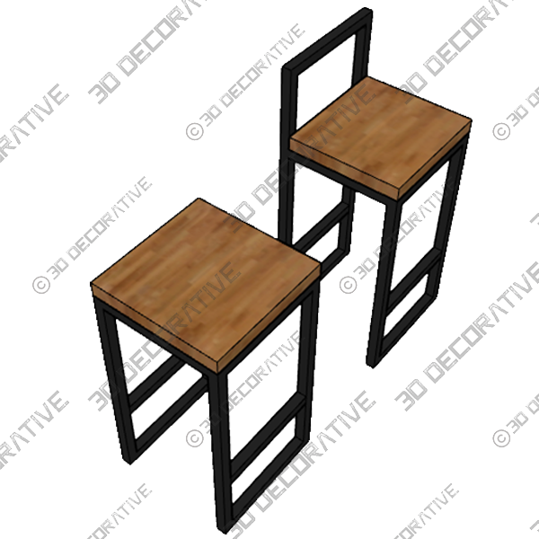 Black Metal Counter Stools - 3D Decorative
