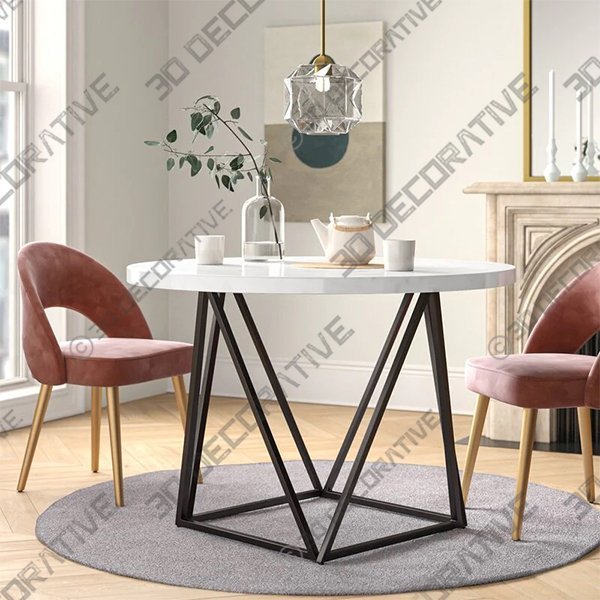 Brittingham 44” Genuine Marble Iron Dining Table Beautiful and Durable - 3D Decorative