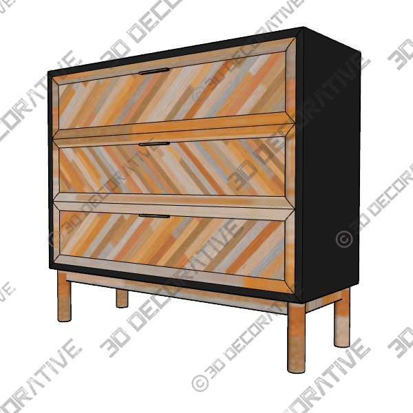 Brown-Batson 35.43″ Wide 3 Drawer Server - 3D Decorative