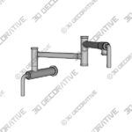 California Faucets Contemporary Pot Filler - Dual Handle Wall Mount - 3D Decorative