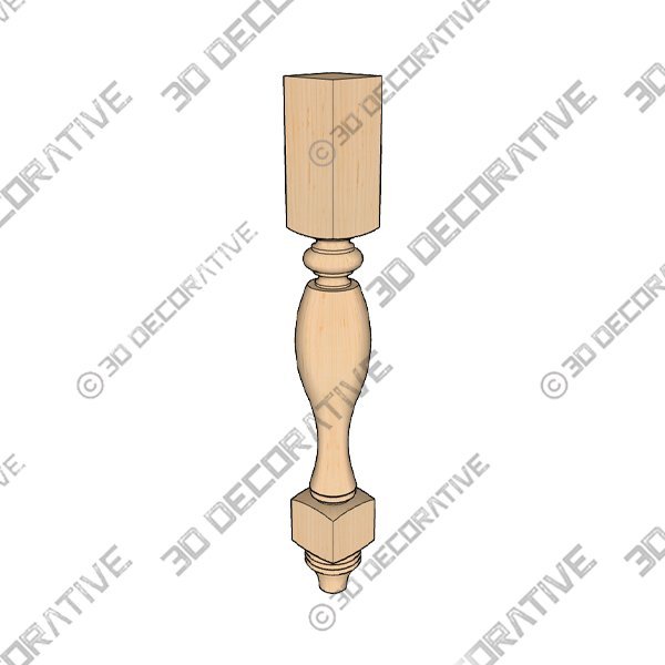 Country French (Double Square) Post Leg, Hard Maple- 3D Decorative