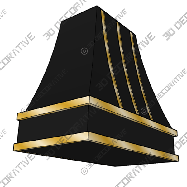 Curved Hood With Brass Strapping - 3D Decorative