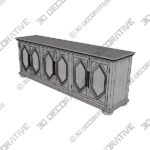 Delmy Solid Wood Cabinet - 3D Decorative