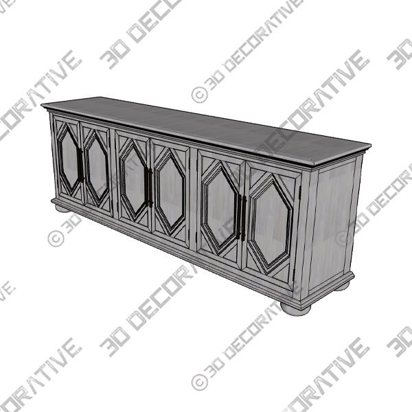 Delmy Solid Wood Cabinet - 3D Decorative