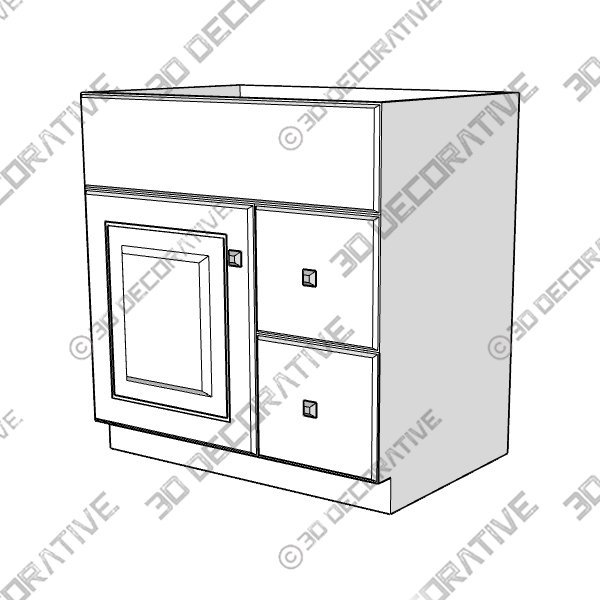 Design House Wyndham Unassembled Bathroom Vanity Cabinet Without Top, 30 in, White - 3D Decorative