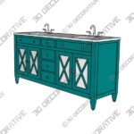 Bath-Vanity-4-1.jpg Double Sink Freestanding Bath Vanity in Teal Blue with White Marble Top - 3D Decorative