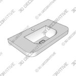 DXV 33 in. Wall Hung Sink with overflow, Center hole - 3D Decorative