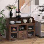 4_600x600-120-1.jpg ENSTVER Sideboard Storage Cabinet with Two Drawers and Storage Shelves for Dining Room, Rustic Brown - 3D Decorative