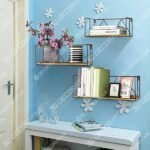 Floating Wall Shelves Set of 3, Black Metal Wire Hanging Rustic Storage Shelf Decor Organizer - 3D Decorative