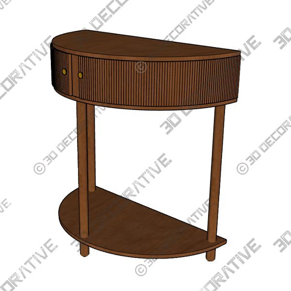 Fluted Half Moon Console Table - 3D Decorative