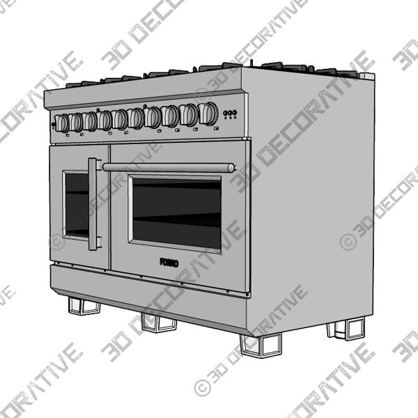 Forno 48-Inch Capriasca Gas Range with 8 Burners, 160,000 BTUs, French Door Gas Oven in Stainless Steel (FFSGS6460-48)- 3D Decorative