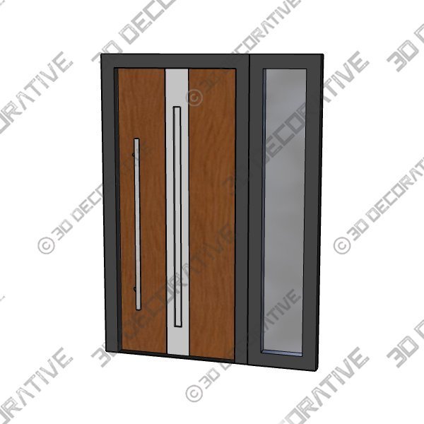 FRONT EXTERIOR PREHUNG STEEL DOOR -W36+12 X H80-RIGHT-HAND INSWING - 3D Decorative