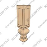 Gaelic Kitchen Island Routed Post Leg, Paint Grade - 3D Decorative