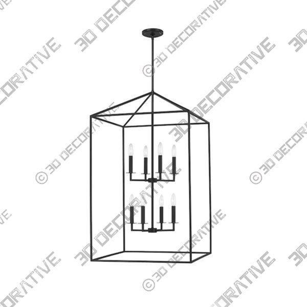 Generation Lighting Perryton 8-Light Midnight Black Transitional Geometric LED Pendant Light Lamp - 3D Decorative